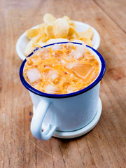 Thai tea in zinc cup