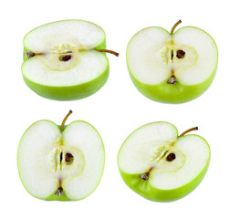 half green apple isolated on white background