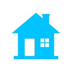 Blue house icon on white background