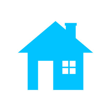Blue house icon on white background