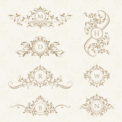 Monograms collection for cards, invitations. Graphic design page.