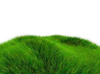 3D green hill of grass - isolated over a white background