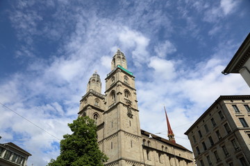 The charming architecture of the largest Swiss city of Zurich