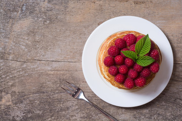 pancakes  with raspberries