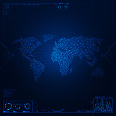 Fototapeta na wymiar Polygonal world map. Global communication.