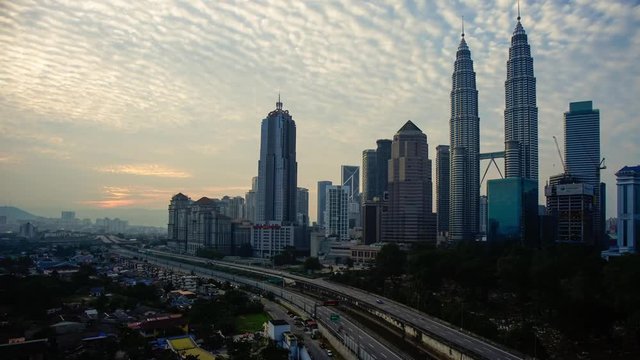 Time lapse of dramatic cloud in the morning over Kuala Lumpur City Center with 4k video resolution.