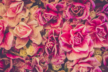 Bouquet of roses background. Retro filter