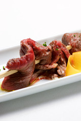Skewer of beef.