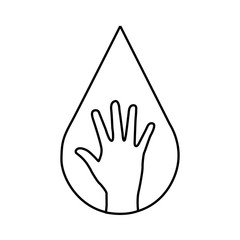 hand in water drop water isolated icon design