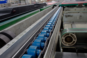 Conveyor in the production line of the factory.