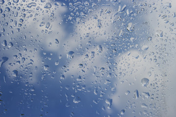 Drops of rain on glass