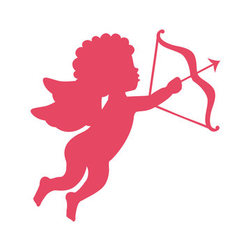 recommend clip art: cupid angel with arch silhouette  isolated icon design
