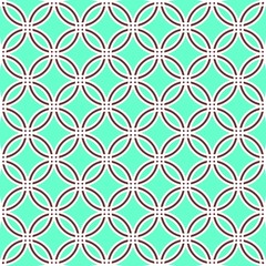 Equal, equidistant, tangent circles that they simulate to a latticework dark brown and turquoise