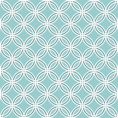 Equal, equidistant, tangent circles that they simulate to a latticework light ocean green and dark ocean green