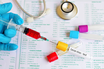 Blood sample for Lassa virus test, diagnosis for Lassa hemorrhagic fever
