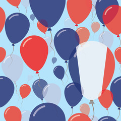 France National Day Flat Seamless Pattern. Flying Celebration Balloons in Colors of French Flag. Happy Independence Day Background with Flags and Balloons.