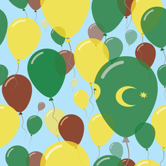 Cocos (Keeling) Islands National Day Flat Seamless Pattern. Flying Celebration Balloons in Colors of Cocos Islander Flag. Happy Independence Day Background with Flags and Balloons.