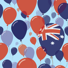 Australia National Day Flat Seamless Pattern. Flying Celebration Balloons in Colors of Australian Flag. Happy Independence Day Background with Flags and Balloons.