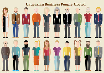 Twenty Caucasian neutral flat business people