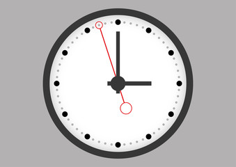 Clock with minutes, hours and second needle