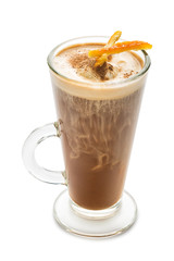 Coffee and milk coctail isolated on a white background