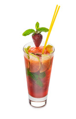 Summer fresh coctail on a white isolated background