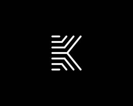 Line letter k logotype. Abstract moving airy logo icon design, ready symbol creative vector sign.