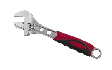 Adjustable wrench with scale over white