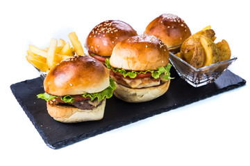 Tasty grilled  burger. Restaurant food concept.