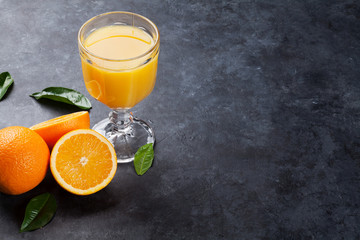 Fresh orange fruits and juice