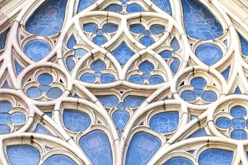 Details der Rosette in der Kathedrale von Barcelona im gotischen Viertel © mychadre77