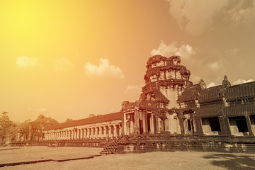 Ancient Angkor Thom and Angkor Wat in cambodia