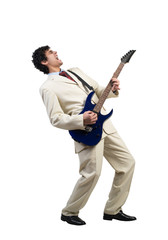 Businessman playing guitar