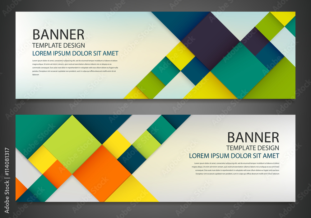 Canvas Prints two banners with colorful squares. business design template. horizontal banners vector set.