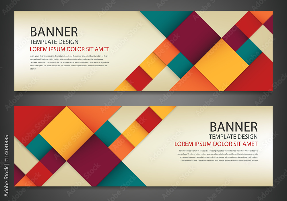 Canvas Prints two banners with colorful squares. business design template. horizontal banners vector set.