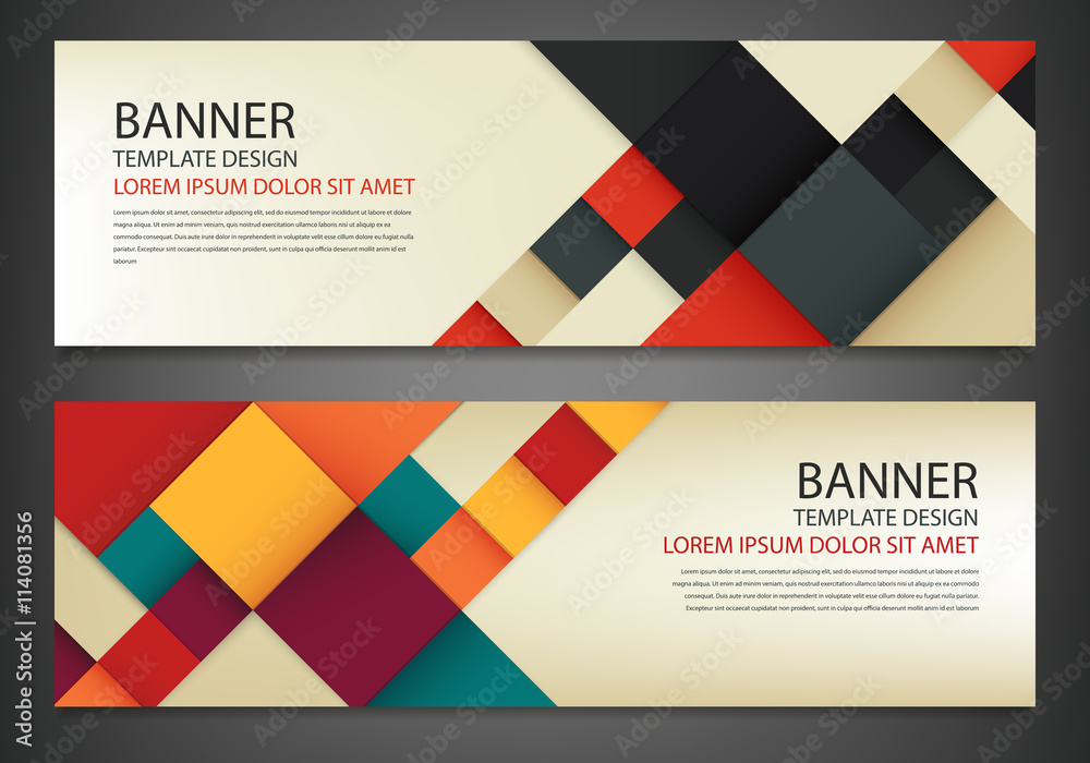 Canvas Prints two banners with colorful squares. business design template. horizontal banners vector set.