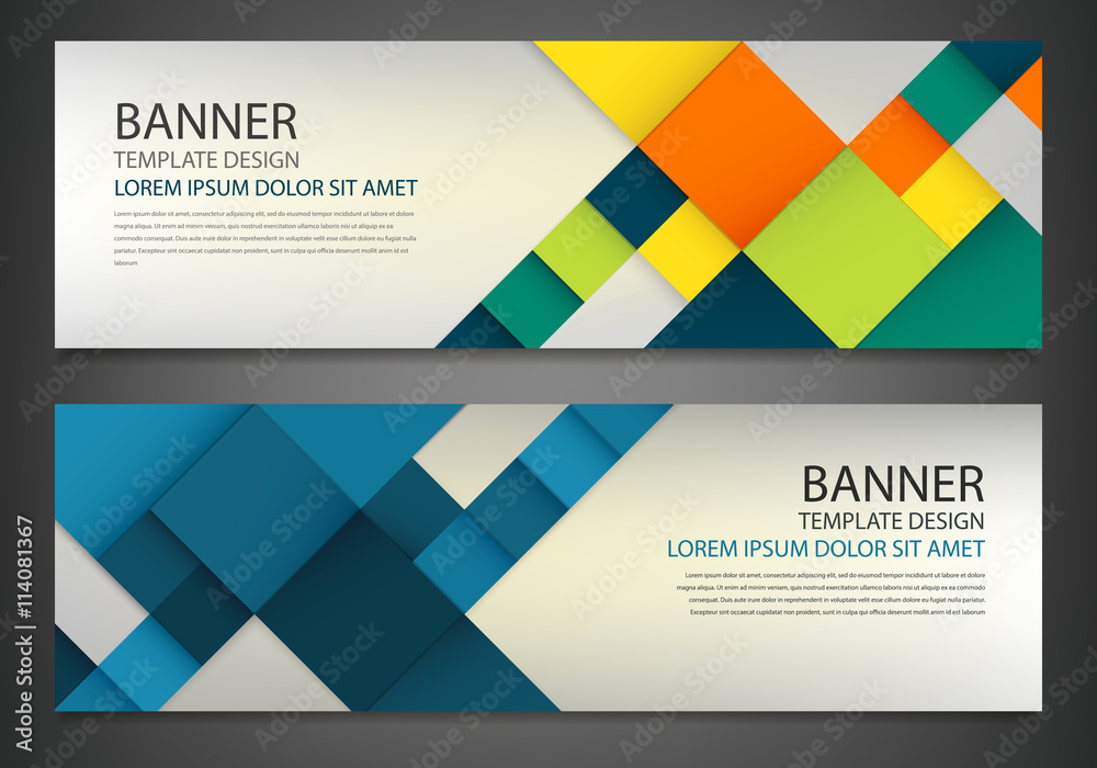 Canvas Prints two banners with colorful squares. business design template. horizontal banners vector set.