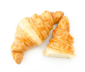 Croissant on white background. Top view.