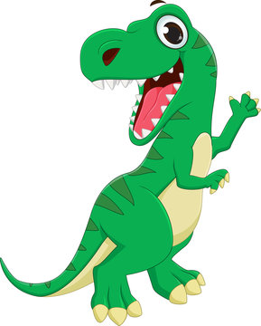 illustration of Dinosaurs cartoon waving hand