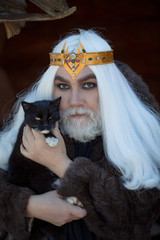 Old druid with cat
