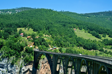 Old big bridge in the Tara river canyon, Montenegro