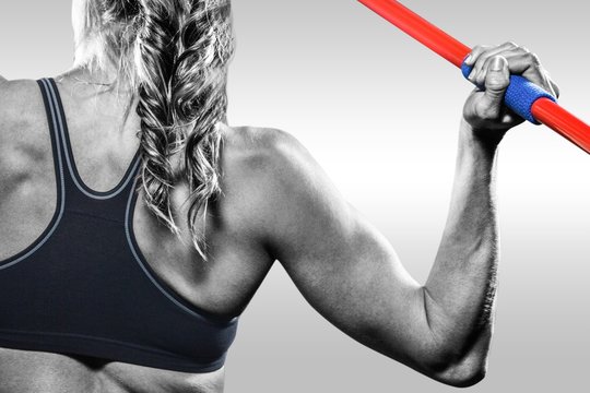 Composite image of athlete preparing to throw javelin