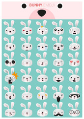 Bunny emoji icons, vector, illustration
