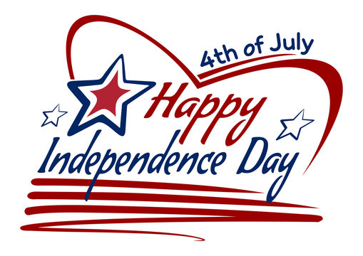 Happy Independence Day drawing lettering design. 4th of July. Vector lettering card