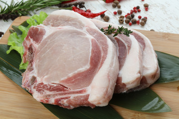 Raw pork t-bone steak