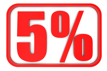 Discount 5 percent off. 3D illustration.