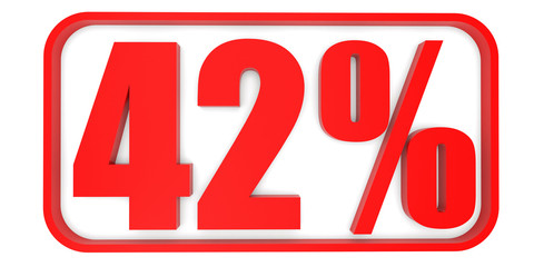 Discount 42 percent off. 3D illustration.