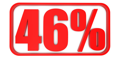 Discount 46 percent off. 3D illustration.