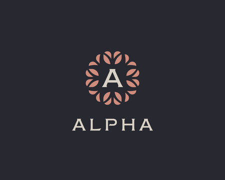 Premium monogram letter A initials logo. Universal symbol icon vector design. Luxury abc leaf logotype.