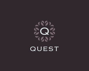 Premium monogram letter Q initials logo. Universal symbol icon vector design. Luxury abc leaf logotype.
